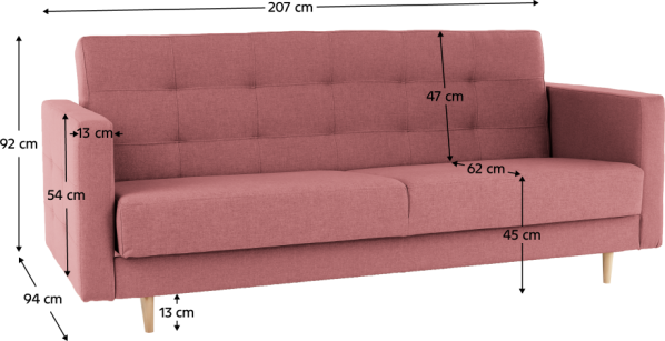 Pohovka AMEDIA, látka starorůžová