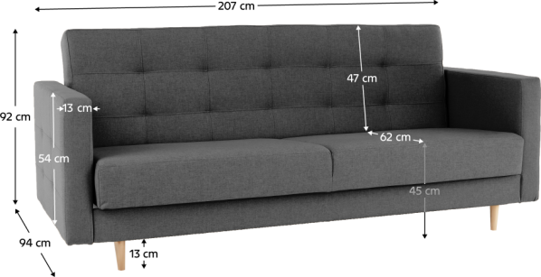 Pohovka AMEDIA, látka tmavě šedá