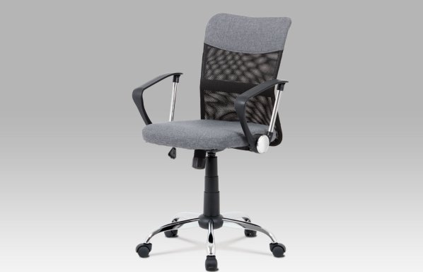 Kancelářská židle, šedá látka, černá MESH, houpací mech, kříž chrom